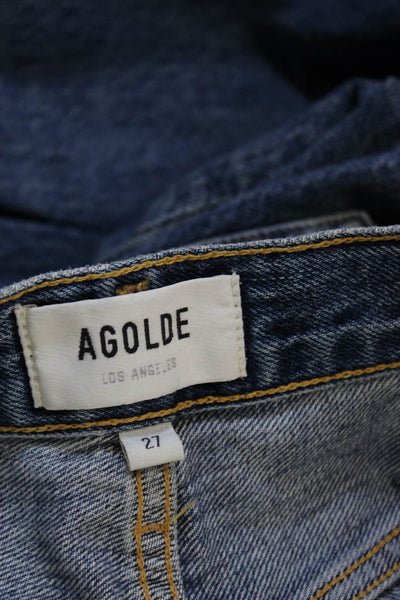 Agolde Women Blue High Waist Tapered Jeans Button Fly Size 27