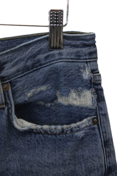 Agolde Womens Cropped High Waist Blue Jeans Button 25in Inseam Size 27