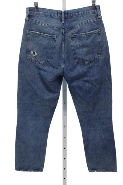 Agolde Womens Cropped High Waist Blue Jeans Button 25in Inseam Size 27