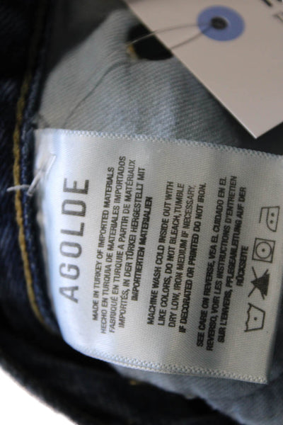 Agolde Womens Cropped High Waist Blue Jeans Button 25in Inseam Size 27