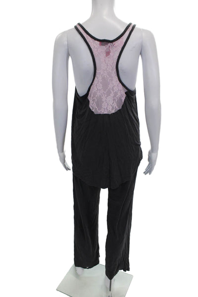 Betsey Johnson Womens Black Rayon Cami Pajama Set Sleeveless Scoop Neck Size S