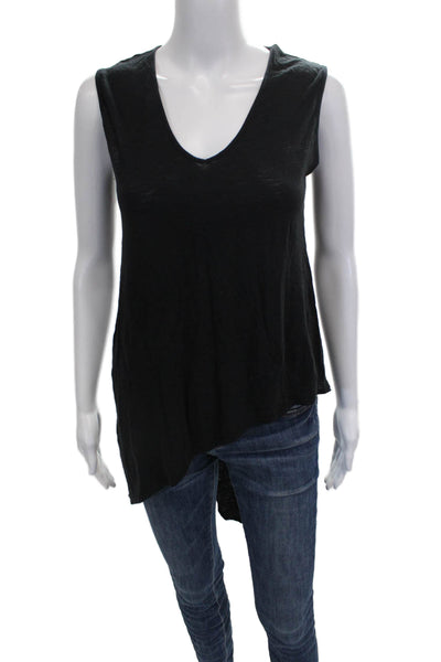 Elan Womens Tunic Black V-Neck Sleeveless Cotton Pullover Size S