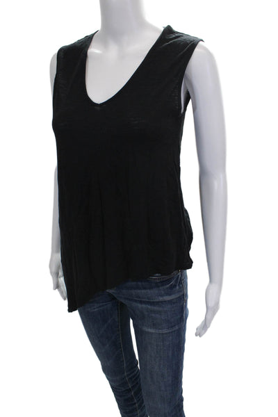 Elan Womens Tunic Black V-Neck Sleeveless Cotton Pullover Size S