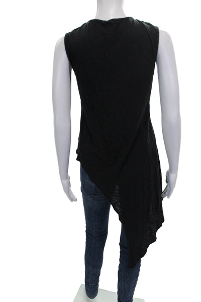 Elan Womens Tunic Black V-Neck Sleeveless Cotton Pullover Size S