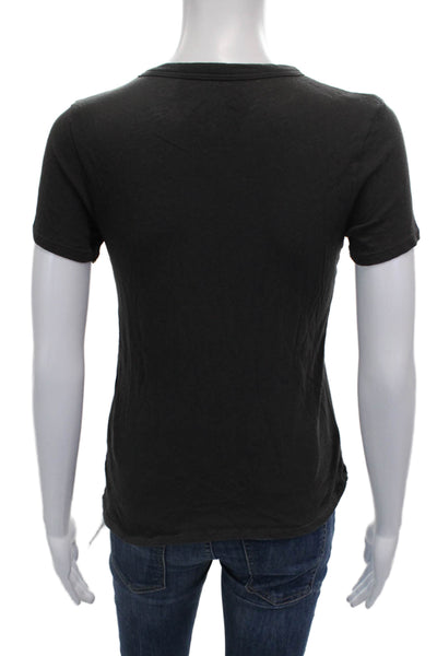 Chaser Women Basic Black Cotton Crew Neck Short Sleeve T-Shirt Size XS