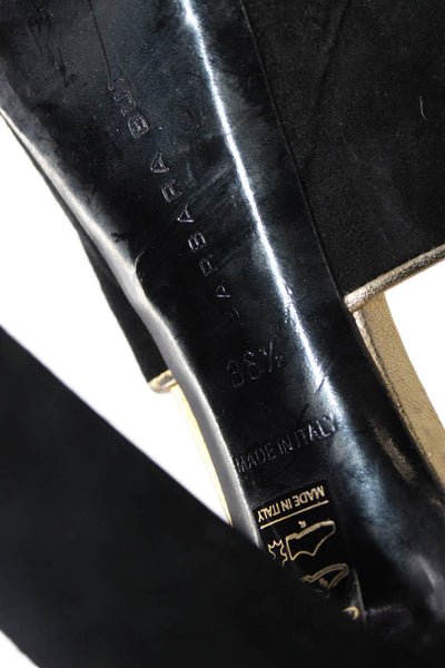 Barbara Bui Womens Suede Platform Slingbacks Heels Black Gold Size 36.5 6.5