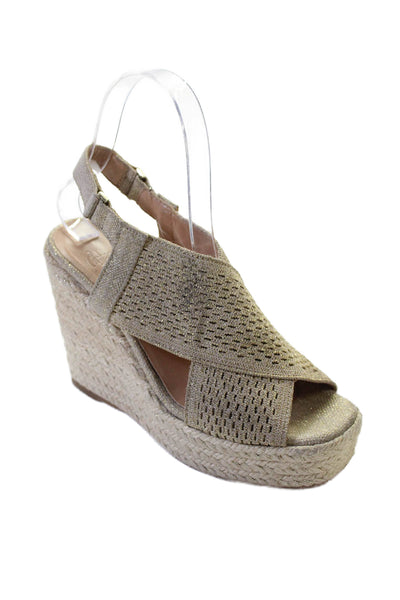 Castaner Womens Platform Espadrille Wedge Sandals Beige Gold Size 36 6
