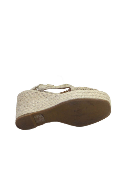Castaner Womens Platform Espadrille Wedge Sandals Beige Gold Size 36 6