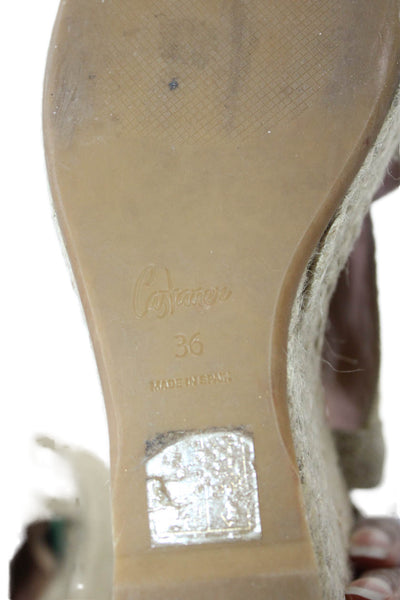 Castaner Womens Platform Espadrille Wedge Sandals Beige Gold Size 36 6