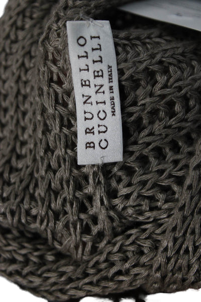 Brunello Cucinelli Women Hemp Gray Cowl Neck Short Sleeve Pullover Size M
