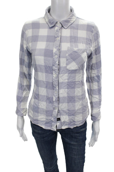 Rails Womens Blue Rayon Plaid Collared Long Sleeve Button-Up Size S