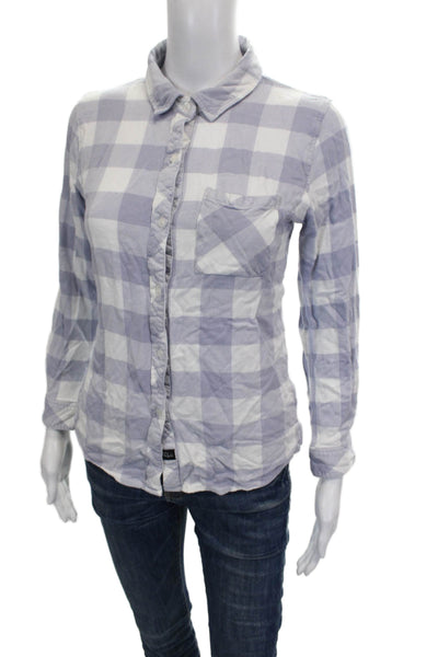 Rails Womens Blue Rayon Plaid Collared Long Sleeve Button-Up Size S