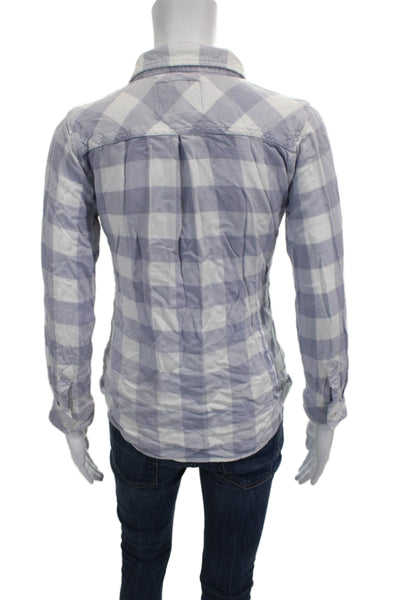 Rails Womens Blue Rayon Plaid Collared Long Sleeve Button-Up Size S