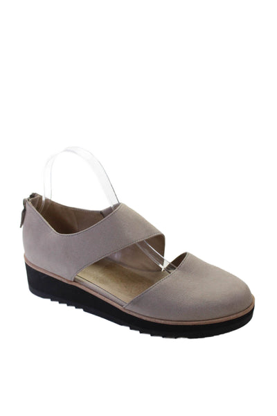 Eileen Fisher Womens Cut Out Round Toe Platform Shoes Beige Size 8