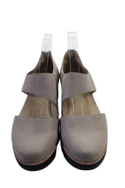 Eileen Fisher Womens Cut Out Round Toe Platform Shoes Beige Size 8
