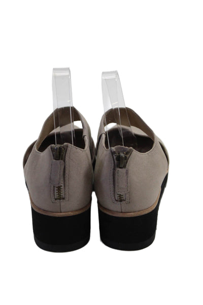Eileen Fisher Womens Cut Out Round Toe Platform Shoes Beige Size 8
