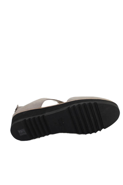 Eileen Fisher Womens Cut Out Round Toe Platform Shoes Beige Size 8
