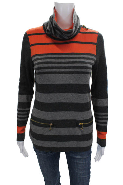 Per Se Women Pullover Multicolor Striped Modal Cowl Neck Long Sleeve Size L