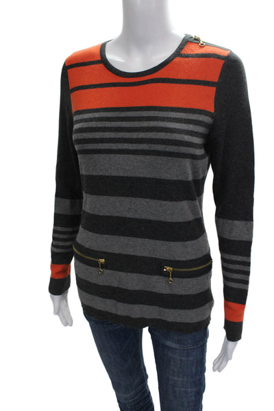 Per Se Women Pullover Multicolor Striped Modal Cowl Neck Long Sleeve Size L