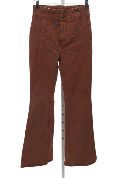 We The Free Women Flared Brown High Rise Cotton Blend Jeans Size 26