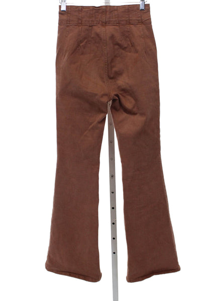 We The Free Women Flared Brown High Rise Cotton Blend Jeans Size 26