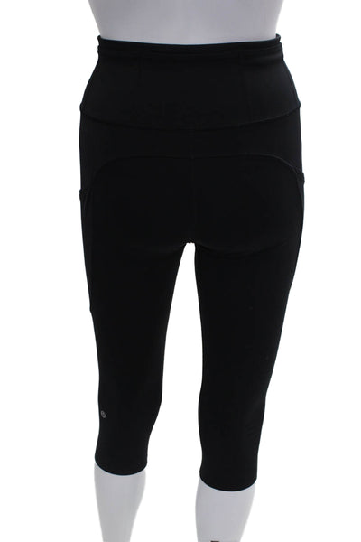 Lululemon Womens Black Capri Leggings Nylon Pull On Solid Size 4