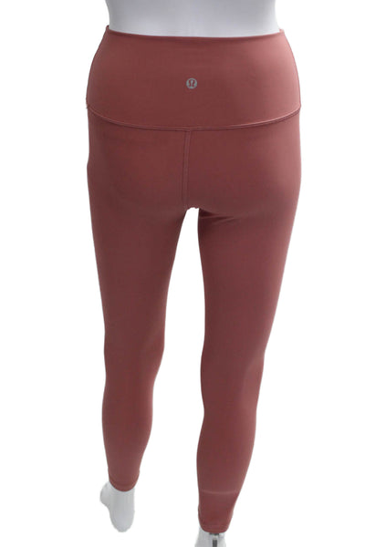 Lululemon Women Ankle Leggings Pink Nylon Solid Pull On Size 4