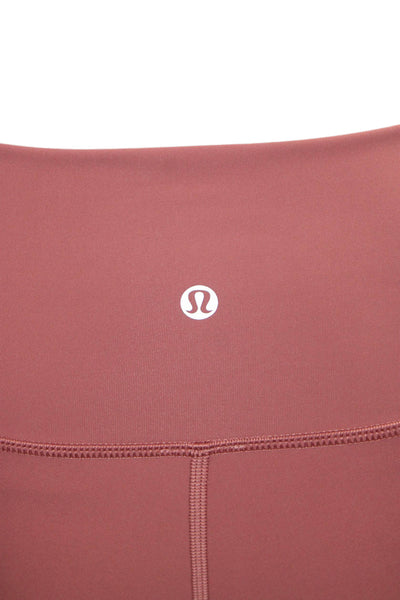 Lululemon Women Ankle Leggings Pink Nylon Solid Pull On Size 4