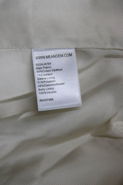 Me + Em Womens Basic Jacket Ivory Cotton Herringbone Button Long Sleeve Size 4