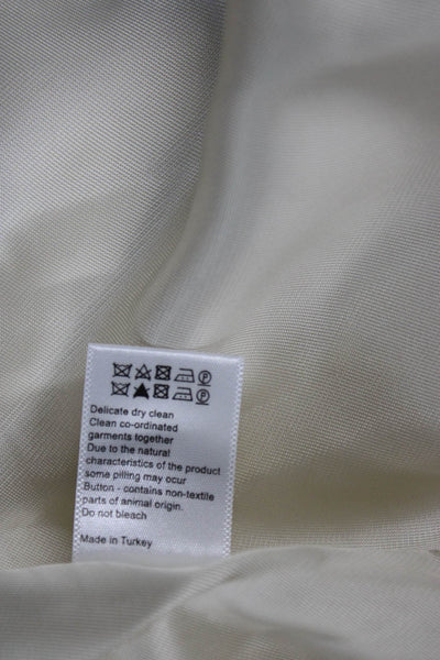 Me + Em Womens Basic Jacket Ivory Cotton Herringbone Button Long Sleeve Size 4