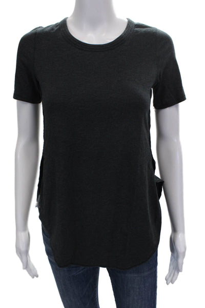 Lululemon Women Basic Short Sleeve T-Shirt Gray Solid Polyester Blend Size S