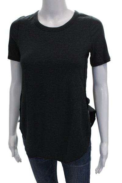 Lululemon Women Basic Short Sleeve T-Shirt Gray Solid Polyester Blend Size S