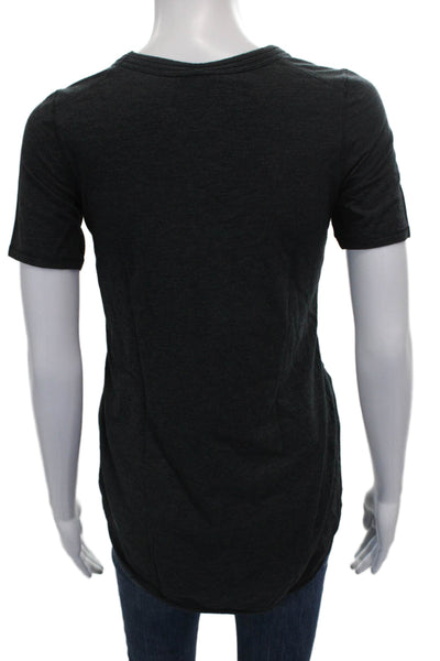 Lululemon Women Basic Short Sleeve T-Shirt Gray Solid Polyester Blend Size S