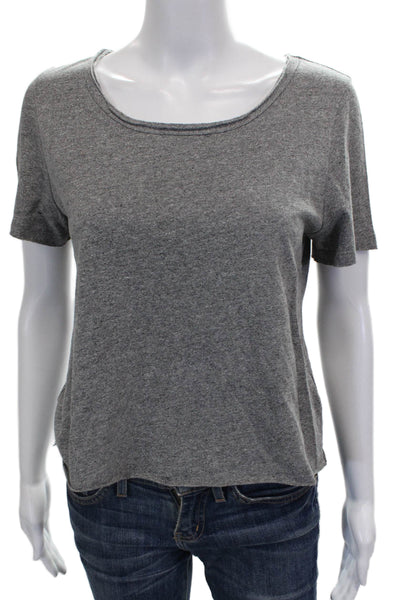 Truly Madly Deeply Womens Basic Scoop Neck Gray Cotton Blend T-Shirt Size S
