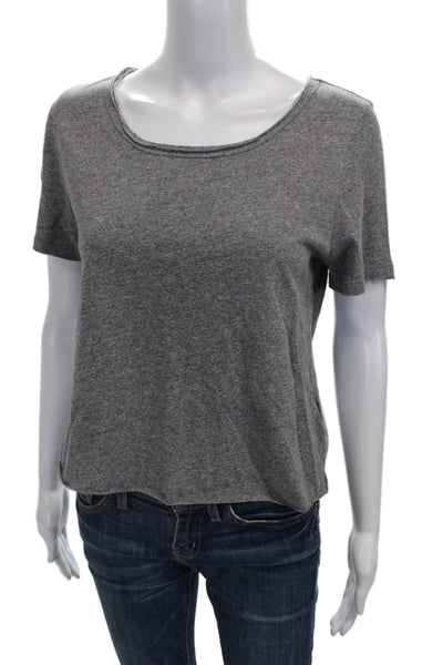 Truly Madly Deeply Womens Basic Scoop Neck Gray Cotton Blend T-Shirt Size S