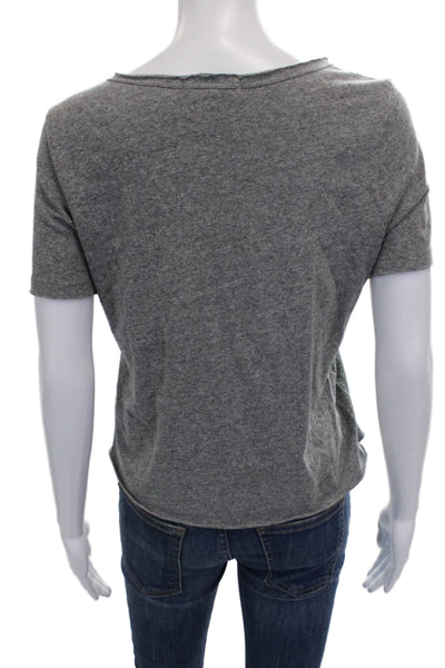 Truly Madly Deeply Womens Basic Scoop Neck Gray Cotton Blend T-Shirt Size S