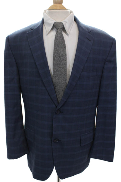 S.Cohen Mens Blue Plaid Wool Blazer Size M