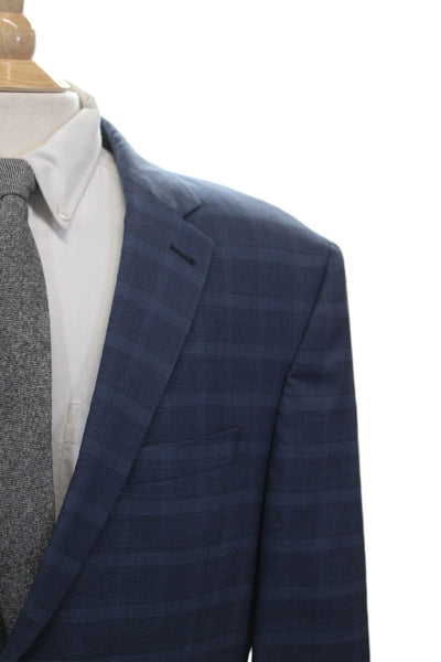 S.Cohen Mens Blue Plaid Wool Blazer Size M