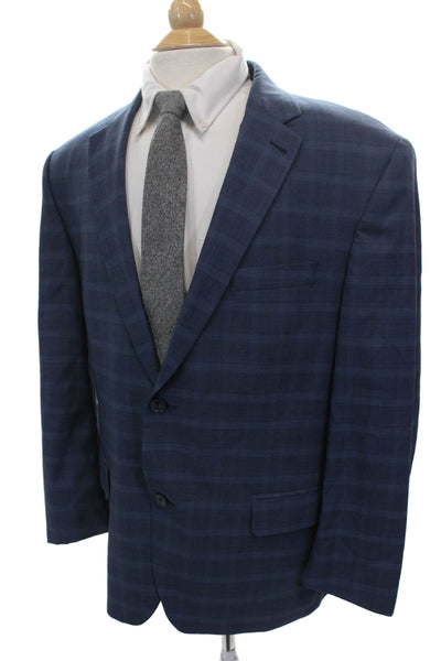 S.Cohen Mens Blue Plaid Wool Blazer Size M