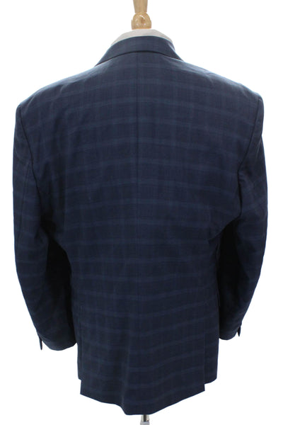 S.Cohen Mens Blue Plaid Wool Blazer Size M