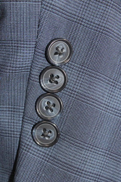 S.Cohen Mens Blue Plaid Wool Blazer Size M
