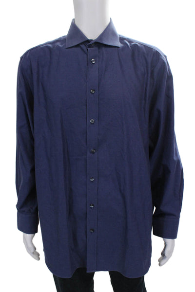Charles Tyrwhitt Mens Collared Long Sleeve Buttoned-Down Blue Size EUR 43