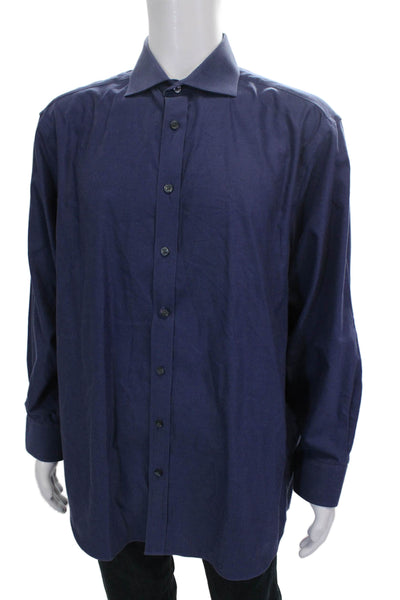 Charles Tyrwhitt Mens Collared Long Sleeve Buttoned-Down Blue Size EUR 43