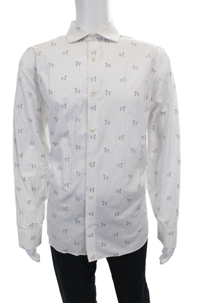 Charles Tyrwhitt Mens Graphic Print Buttoned-Down White Size XL