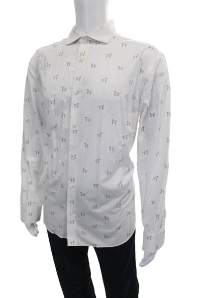 Charles Tyrwhitt Mens Graphic Print Buttoned-Down White Size XL