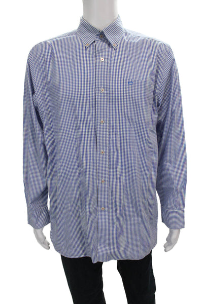Southern Tide Mens Cotton Pocketed Button Down Shirt Blue Size L