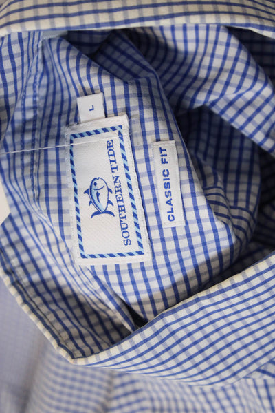 Southern Tide Mens Cotton Pocketed Button Down Shirt Blue Size L