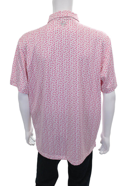 Vineyard Vines Mens Burger Print Short Sleeve Polo Shirt Pink Size L