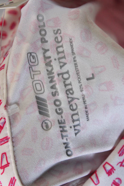 Vineyard Vines Mens Burger Print Short Sleeve Polo Shirt Pink Size L