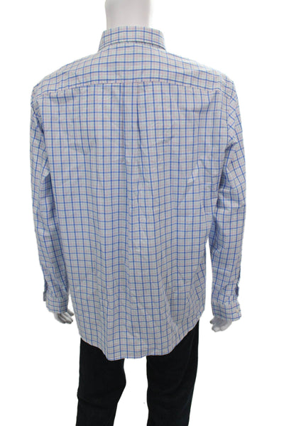 Vineyard Vines Mens Cotton Plaid Button Down Shirt Blue Size L